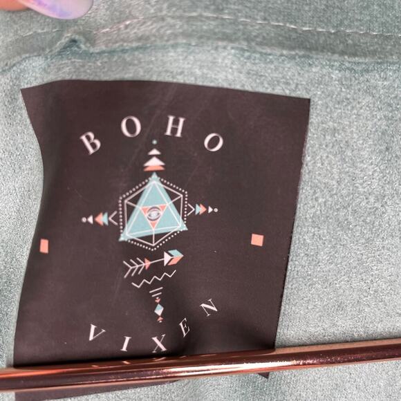 Boho Vixen Vest Faux Suede Embellished Sage Size S - Picture 7 of 11